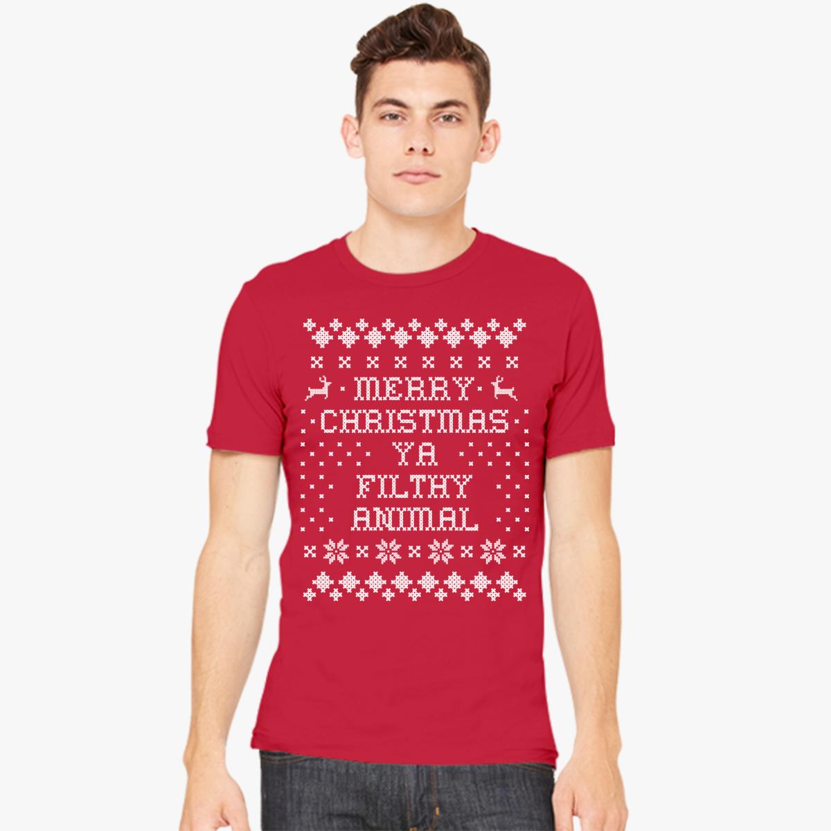merry christmas ya filthy animal men s t shirt